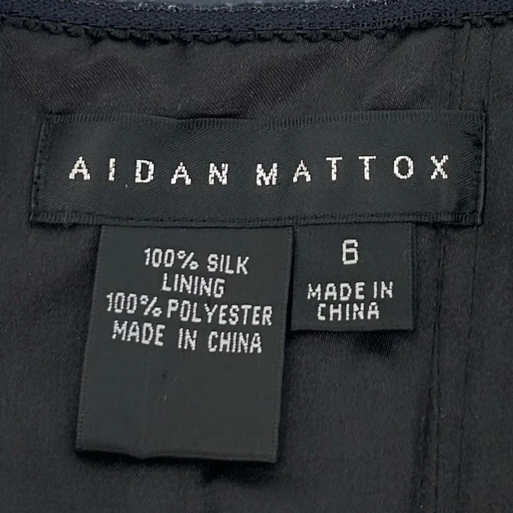 Aidan Mattox Midi Pearl Gem Collar Black Silk Dress Size 8 - Picture 6 of 13